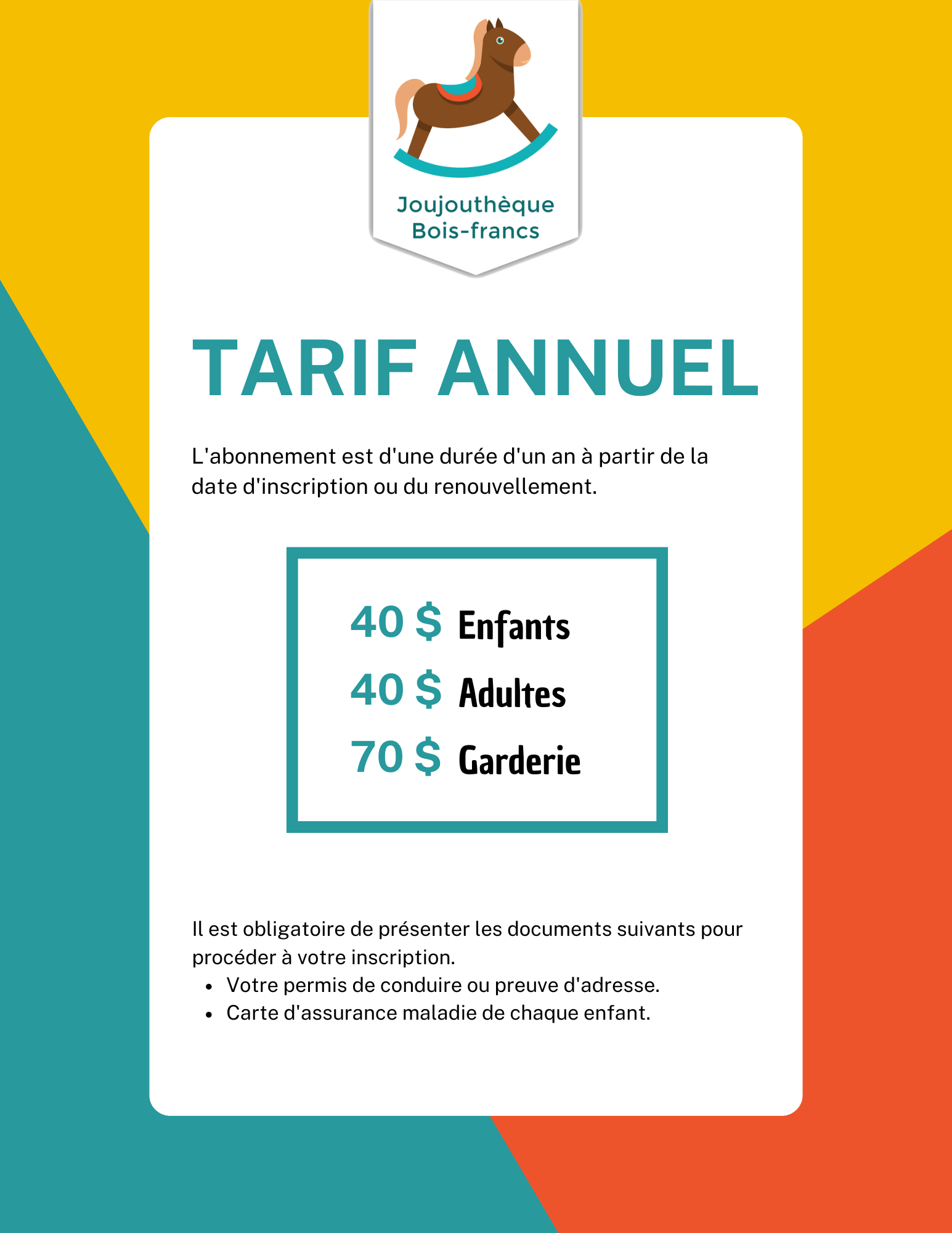Tarifs annuels